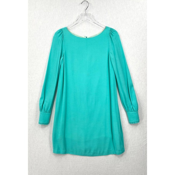 KATE SPADE Dress Womens 2 Turquoise Cordette Crepe Shift Giverny Blue Mini Short - Picture 2 of 16